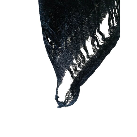 Vintage Black & Red Embroidered Fringe Poncho One Size Fits All READ - Picture 2 of 6